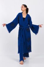 Eyes Cotton Muslin Kimono Parliament Blue Suit