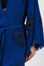 Eyes Pamuklu Müslin Kimono Parlament Mavi Takım - Image 2