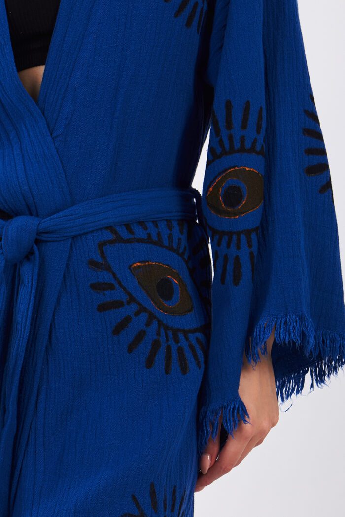 Eyes Pamuklu Müslin Kimono Parlament Mavi Takım