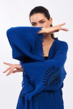 Eyes Pamuklu Müslin Kimono Parlament Mavi Takım - Image 8