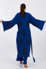 Eyes Pamuklu Müslin Kimono Parlament Mavi Takım - Image 5