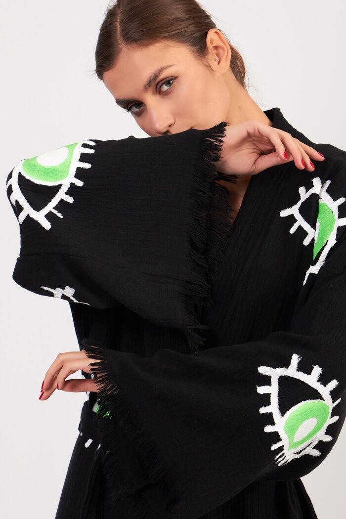 green-eye-pamuklu-muslin-kimono-siyah Green Eye Pamuklu Müslin Kimono Siyah - Görsel 5