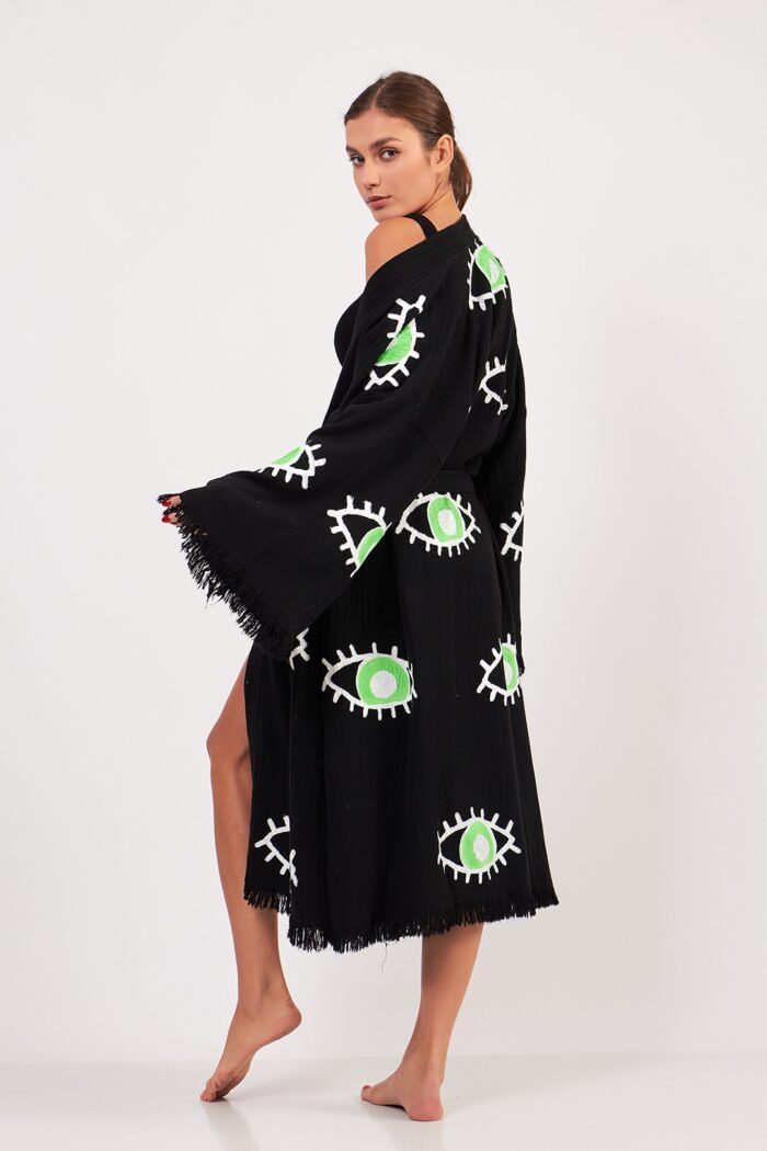 green-eye-pamuklu-muslin-kimono-siyah Green Eye Pamuklu Müslin Kimono Siyah - Görsel 3