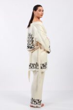 Hitit Desenli Taş Baskılı Pamuklu Müslin Kimono Takım - Image 5