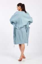 Ice Blue Pamuklu Müslin Bornoz – Bild 10