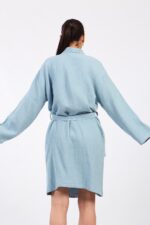 Ice Blue Pamuklu Müslin Bornoz – Bild 5