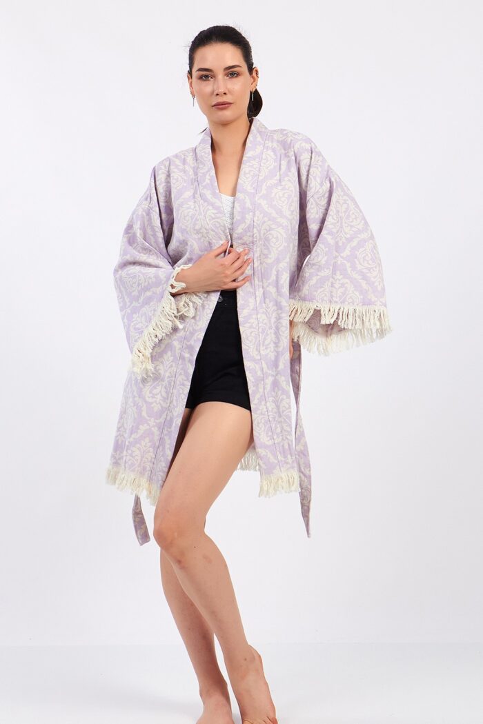jakarli-damask-pamuklu-muslin-kimono Jakarlı Damask Pamuklu Müslin Kimono - الصورة 10