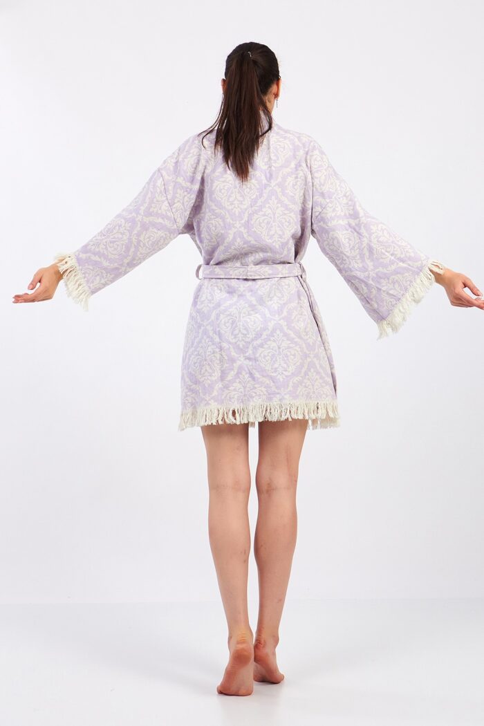 jakarli-damask-pamuklu-muslin-kimono Jakarlı Damask Pamuklu Müslin Kimono - الصورة 2