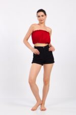 ⁦Kırmızı Pamuklu Müslin Crop⁩ - الصورة ⁦10⁩