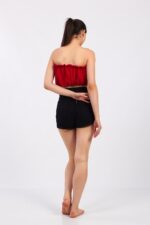 ⁦Kırmızı Pamuklu Müslin Crop⁩ - الصورة ⁦7⁩