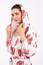 Monstera Fiskon Baskılı Müslin Bornoz – Bild 2