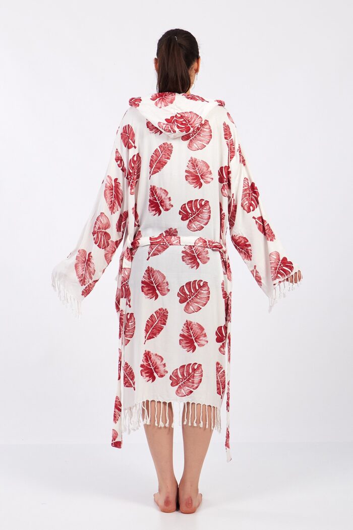 Monstera Fiskon Baskılı Müslin Bornoz – Bild 9