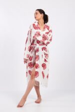 Monstera Fiskon Baskılı Müslin Bornoz – Bild 8