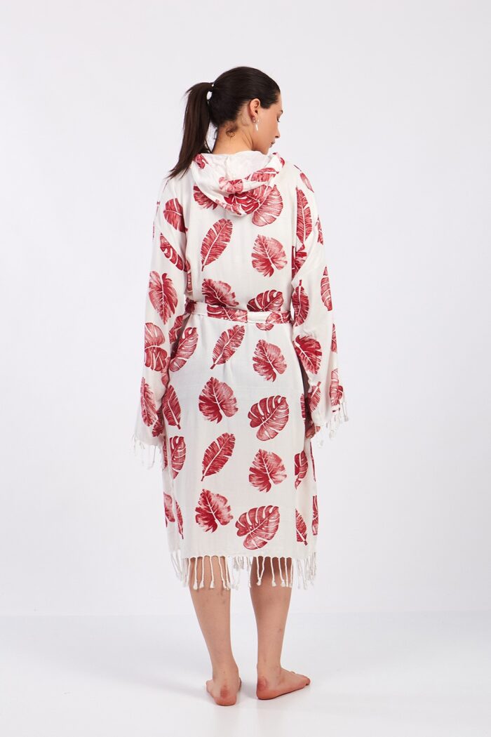 Monstera Fiskon Baskılı Müslin Bornoz – Bild 5