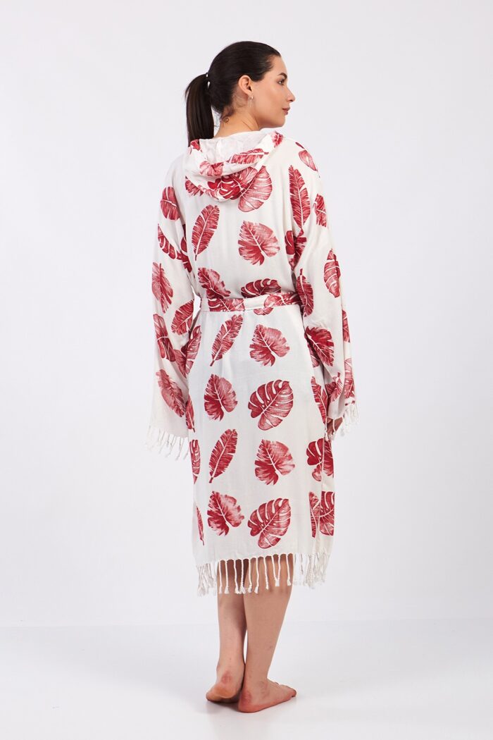 Monstera Fiskon Baskılı Müslin Bornoz – Bild 3