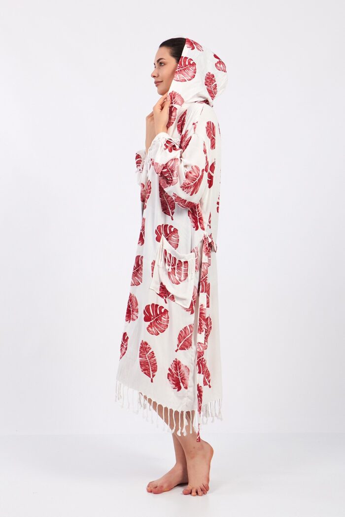 Monstera Fiskon Baskılı Müslin Bornoz – Bild 11