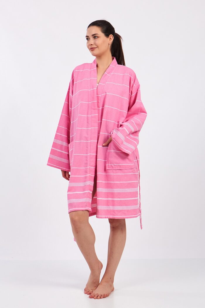 pink-lines-cotton-muslin-cornice Pink Lines Pamuklu Müslin Bornoz - Image 14