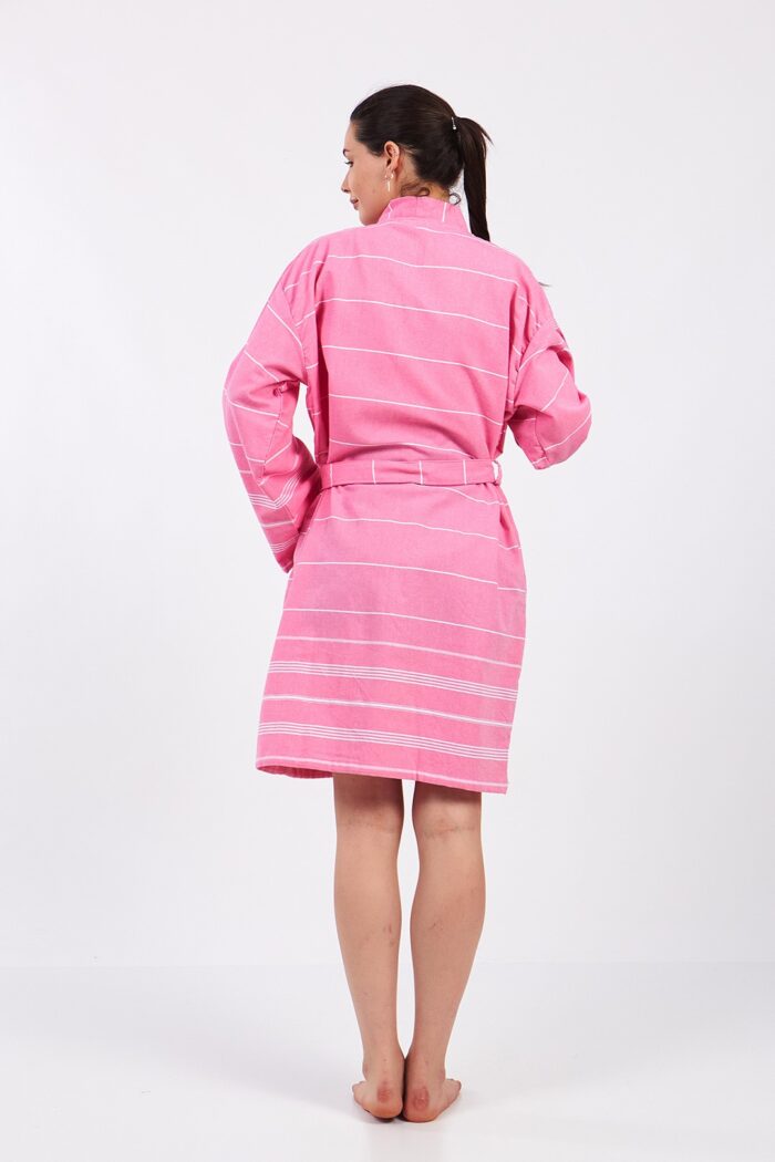 pink-lines-cotton-muslin-cornice Pink Lines Pamuklu Müslin Bornoz - Image 6