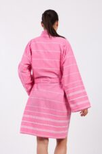 Pink Lines Pamuklu Müslin Bornoz - Image 5