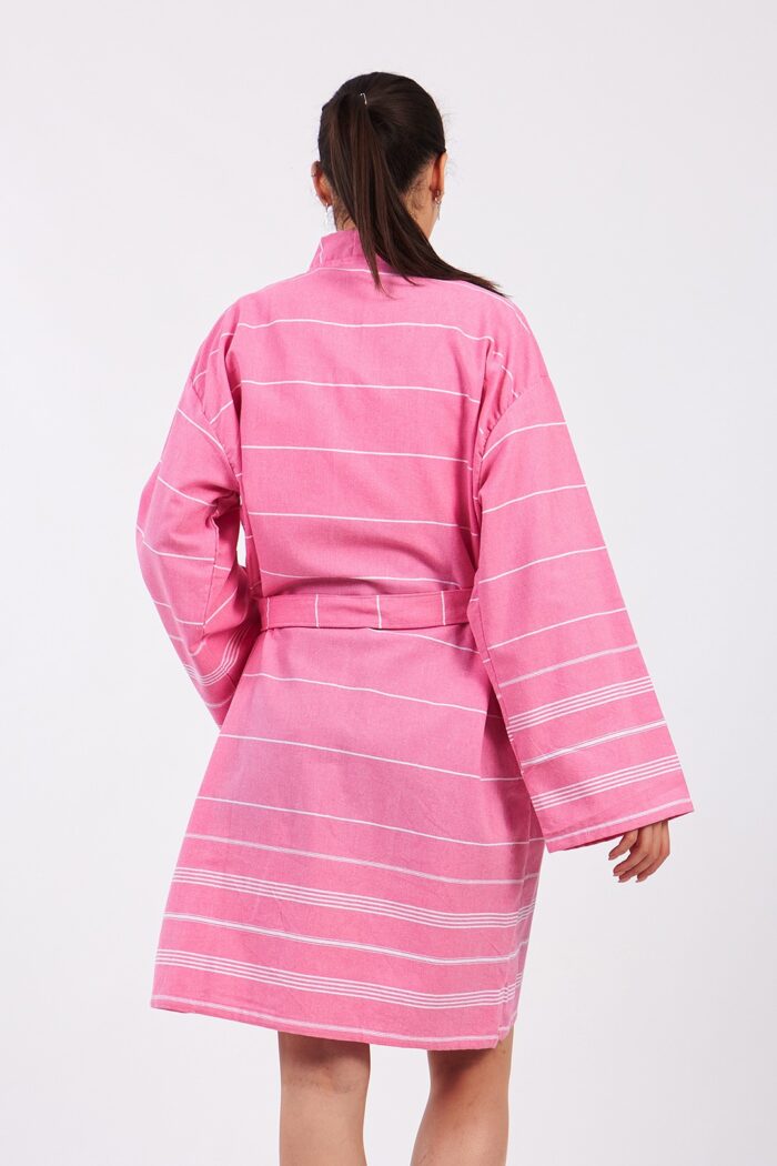 pink-lines-cotton-muslin-cornice Pink Lines Pamuklu Müslin Bornoz - Image 5