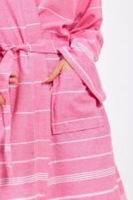 Pink Lines Pamuklu Müslin Bornoz - Image 3