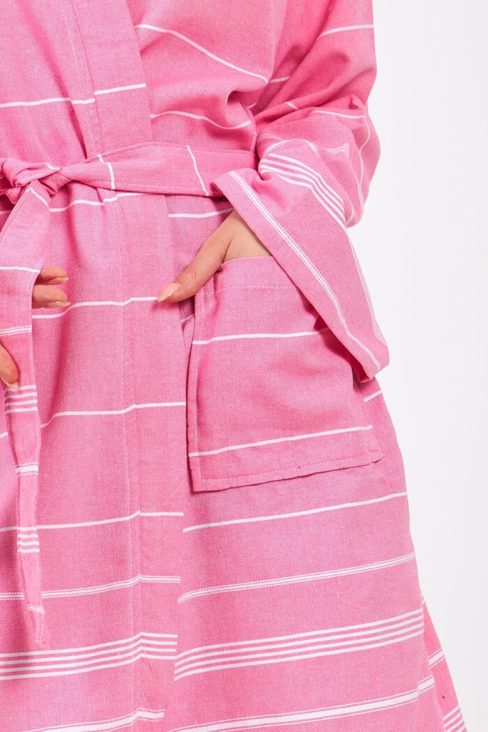 pink-lines-cotton-muslin-cornice Pink Lines Pamuklu Müslin Bornoz - Image 3