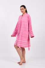 Pink Lines Pamuklu Müslin Bornoz - Image 13