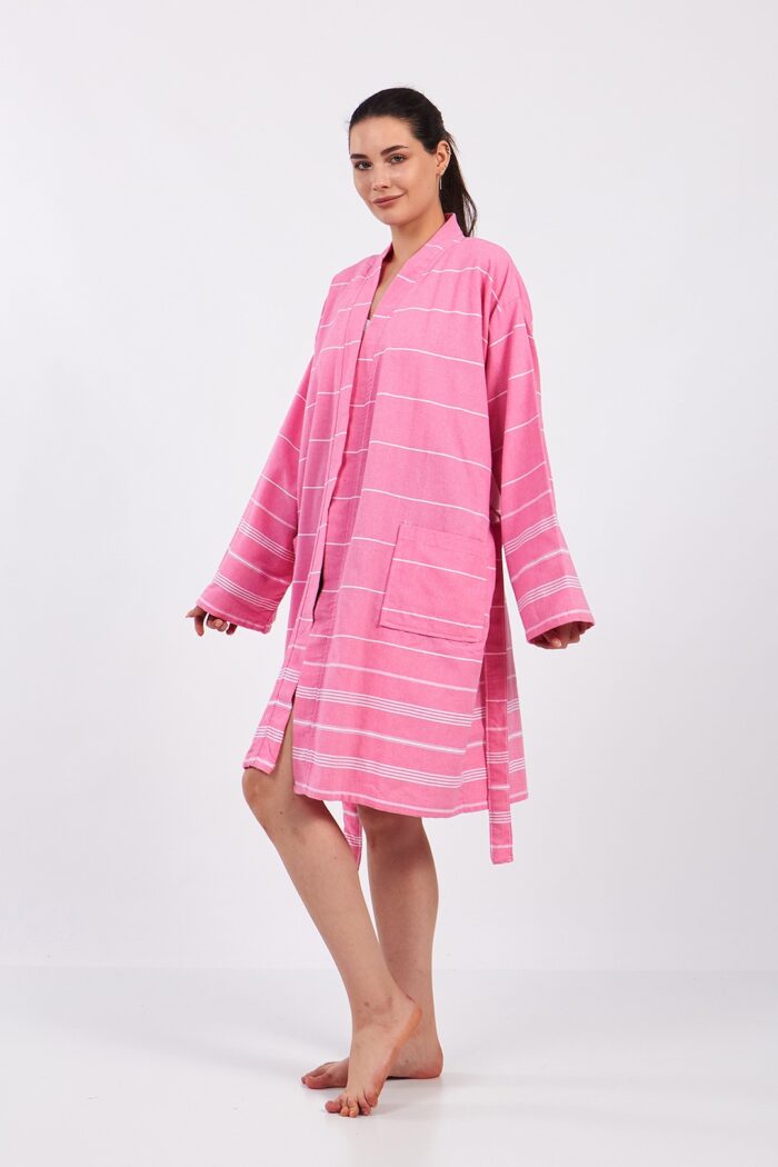 pink-lines-cotton-muslin-cornice Pink Lines Pamuklu Müslin Bornoz - Image 13