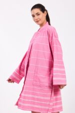 Pink Lines Pamuklu Müslin Bornoz - Image 12