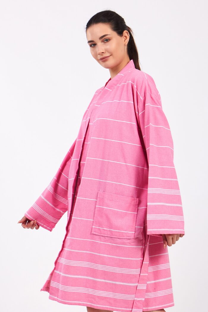 pink-lines-cotton-muslin-cornice Pink Lines Pamuklu Müslin Bornoz - Image 12