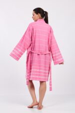 Pink Lines Pamuklu Müslin Bornoz - Image 2