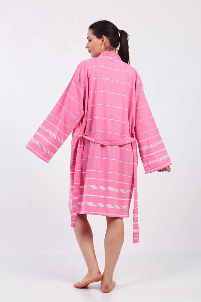 pink-lines-cotton-muslin-cornice Pink Lines Pamuklu Müslin Bornoz - Image 2