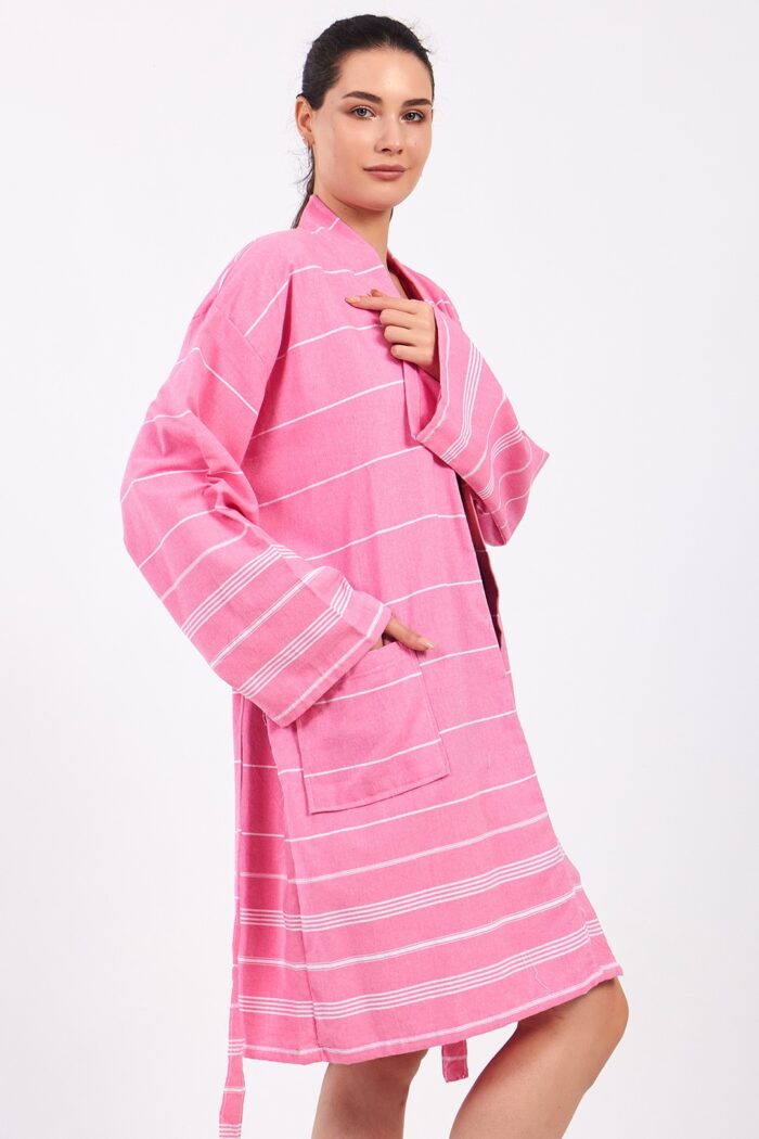 pink-lines-cotton-muslin-cornice Pink Lines Pamuklu Müslin Bornoz - Image 11