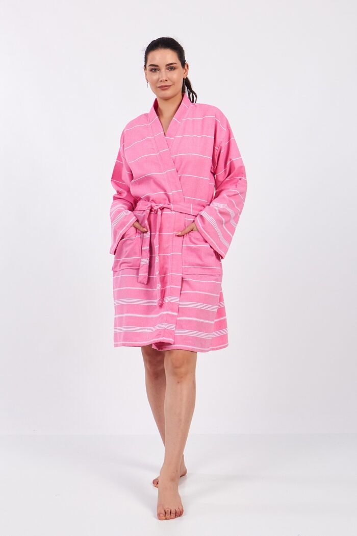 pink-lines-cotton-muslin-cornice Pink Lines Pamuklu Müslin Bornoz - Image 9