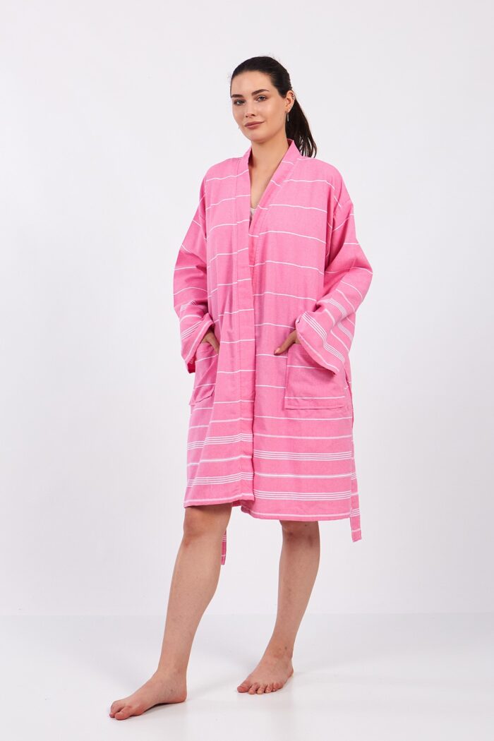 pink-lines-cotton-muslin-cornice Pink Lines Pamuklu Müslin Bornoz - Image 15