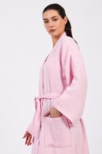 Pinky Pamuklu Müslin Bornoz - الصورة 6