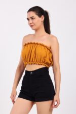 Sarı Pamuklu Müslin Crop - Image 9