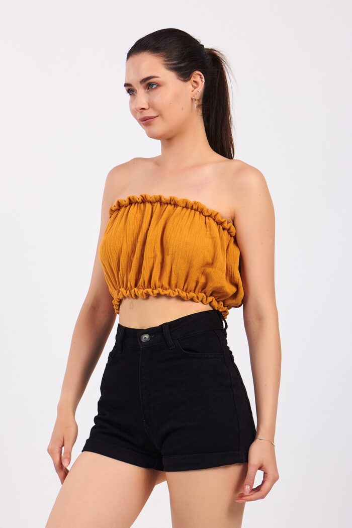 yellow-cotton-muslin-crop Sarı Pamuklu Müslin Crop - Image 9