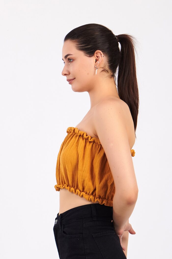 yellow-cotton-muslin-crop Sarı Pamuklu Müslin Crop - Image 7