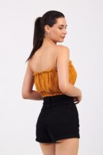 Sarı Pamuklu Müslin Crop - Image 6