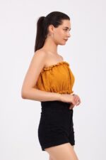 Sarı Pamuklu Müslin Crop - Image 5