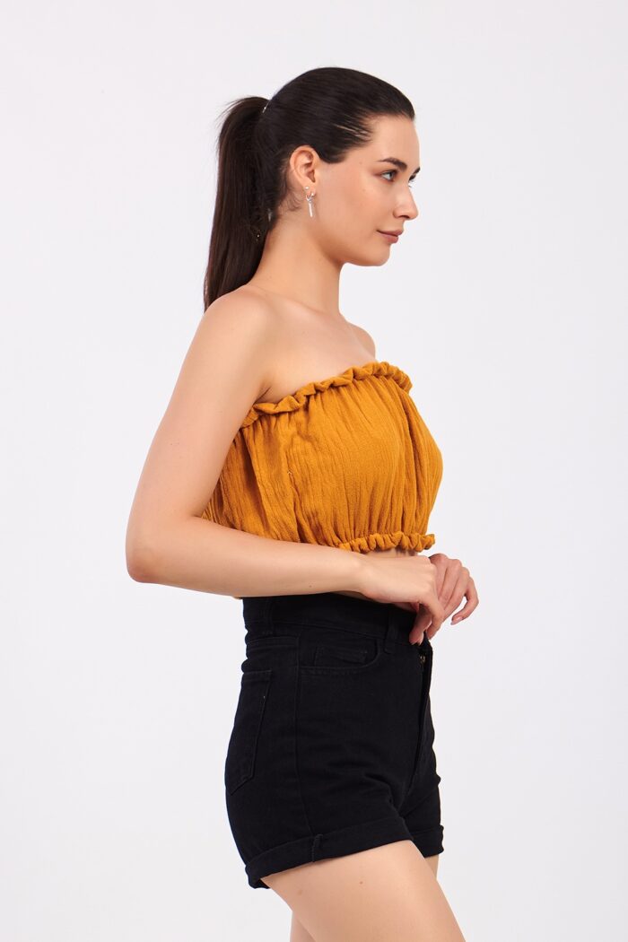 yellow-cotton-muslin-crop Sarı Pamuklu Müslin Crop - Image 5