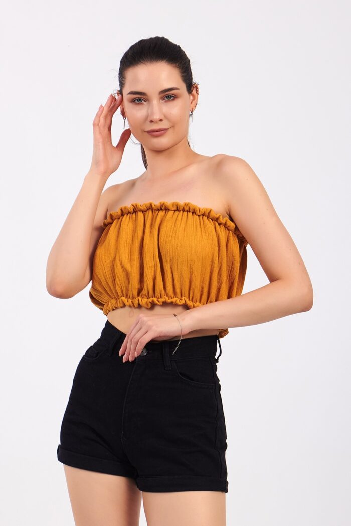 yellow-cotton-muslin-crop Sarı Pamuklu Müslin Crop - Image 1