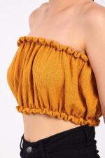 Sarı Pamuklu Müslin Crop - Image 3