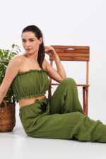 ⁦Yeşil Pamuklu Müslin Crop⁩ - الصورة ⁦13⁩