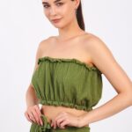 Grüner Baumwoll-Musselin-Crop