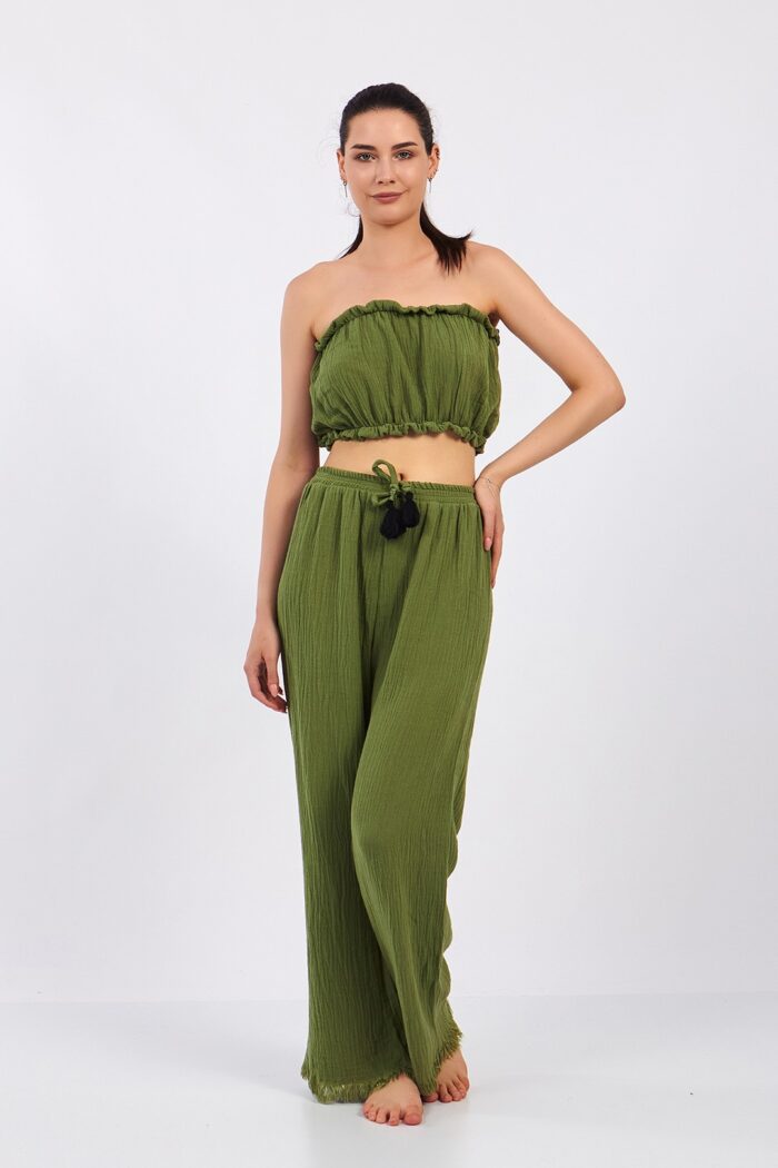 ⁦Yeşil Pamuklu Müslin Crop⁩ - الصورة ⁦11⁩