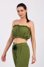 ⁦Yeşil Pamuklu Müslin Crop⁩ - الصورة ⁦10⁩