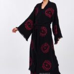 Red Eye Cotton Muslin Kimono Set Black