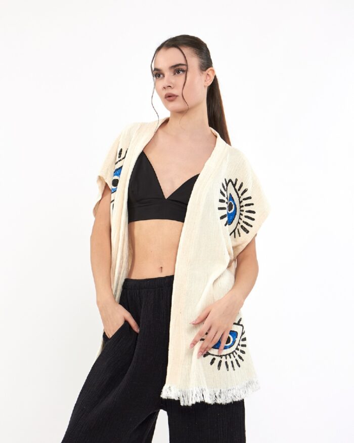 Blue Eye Siyah Pantolonlu Müslin Yelek